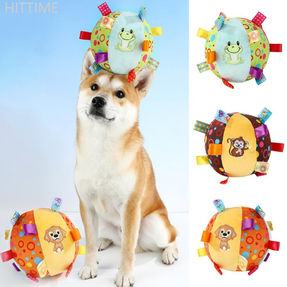 Hittime Interactive Ball ของเล่นสุนัขสําหรับ Agressive Chewers การฝึกอบรม Decompress กัดทน Plush Handle ของเล่นสุนัข Bells อุปกรณ์สัตว์เลี้ยง H7U9[OVSA]