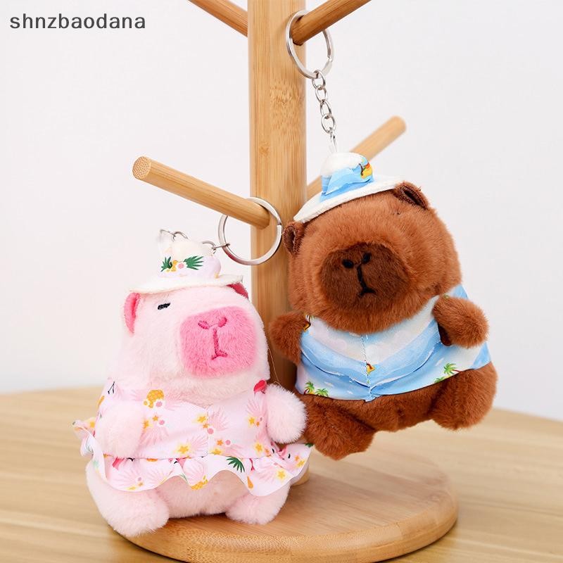 [SHNZAA] Kawaii Plush Capybara พวงกุญแจน่ารักกระเป๋าเป้สะพายหลังตกแต่งจี้แขวนเครื่องประดับพวงกุญแจรถ Fluffy ตุ๊กตาของเล่นของขวัญวันเกิดเด็ก FSSG