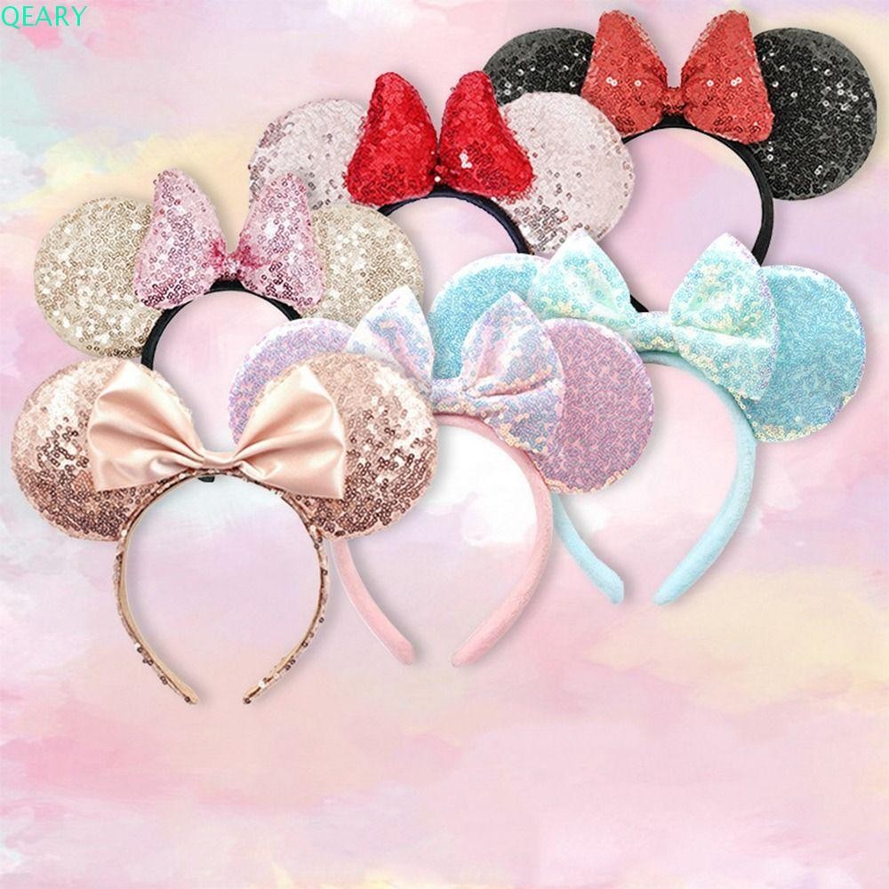 Qeary Minnie Headpiece, Bowknot การ์ตูน Mickey เลื่อมแถบคาดศีรษะ,น่ารัก Hairband Headwear หูฟังเมาส์โบว์แถบคาดศีรษะ Travel