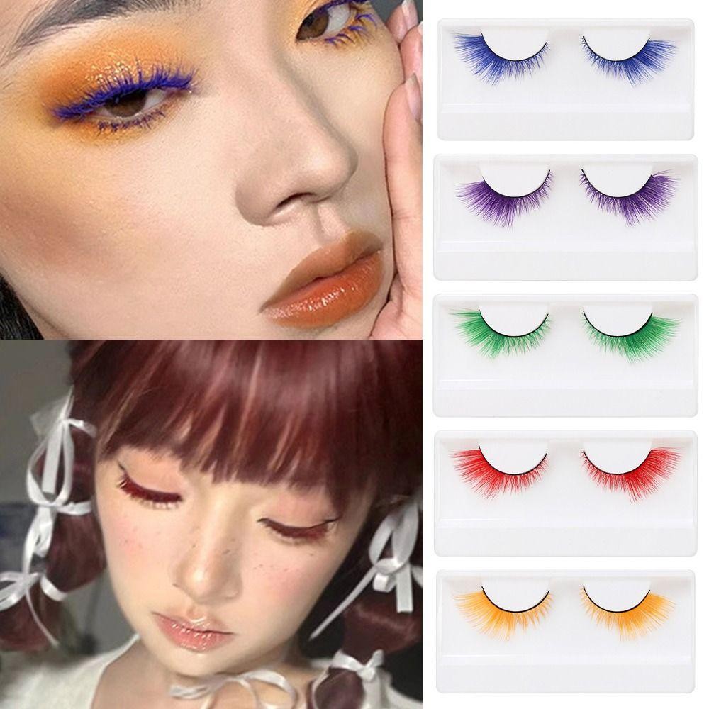 WAUREEN 1 คู่ขนตาตาแมว, ละครดูคอสเพลย์ปาร์ตี้ขนตาปลอมที่มีสีสัน, สีเขียว Masquerade Soft Fluffy Eyelash Extension สําหรับ COSPLAY PARTY Stage - รูปที่ 4