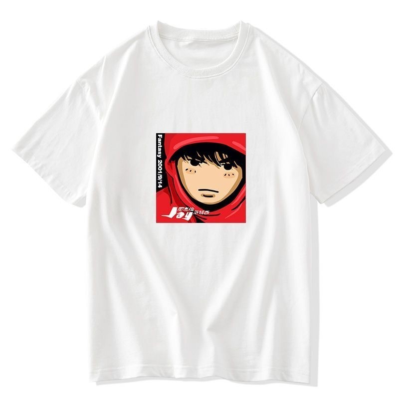 Jay Chou 2024 เสื้อยืดแขนสั้น ผ้าฝ้าย พิมพ์ลาย Jay Chou สไตล์ฮิปฮอป เรโทร shirt