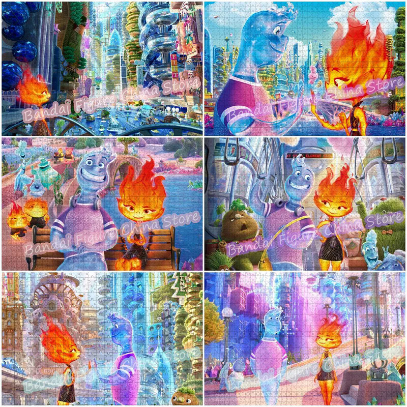 Stress Relief Toys Jigsaw Puzzle Elemental Movies Disney Pixar Anime Fire and Water Adventure Story 