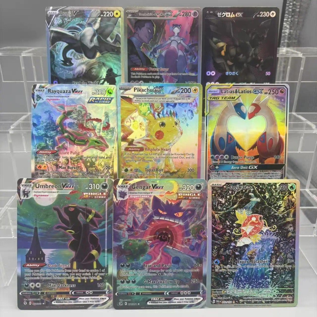 DIY PTCG คอลเลกชันการ์ด Umbreon Rayquaza Gengar VMAX Zekrom ex Self Made การ์ดเดี่ยวเกมคลาสสิกอะนิเม