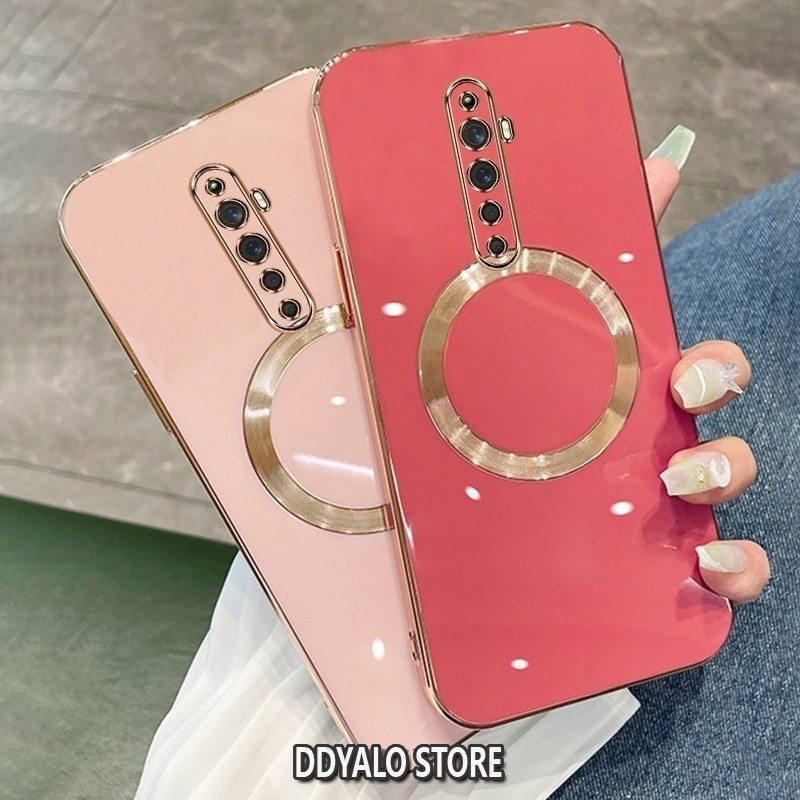 ปลอกสําหรับ OPPO Reno 2f reno 2z reno 2 reno กรณี Electroplated ซิลิโคน TPU เคสโทรศัพท์พร้อมแม่เหล็กดูดที่เรียบง่ายนุ่มกรณีชุบ Squaer ขอบฝาครอบ