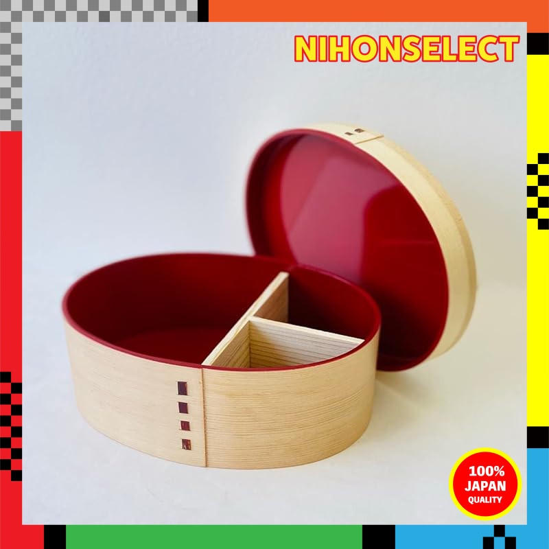 Japanese Wooden Bento Box - 700ml (Inner Red) by Yamaka Urushi Shop