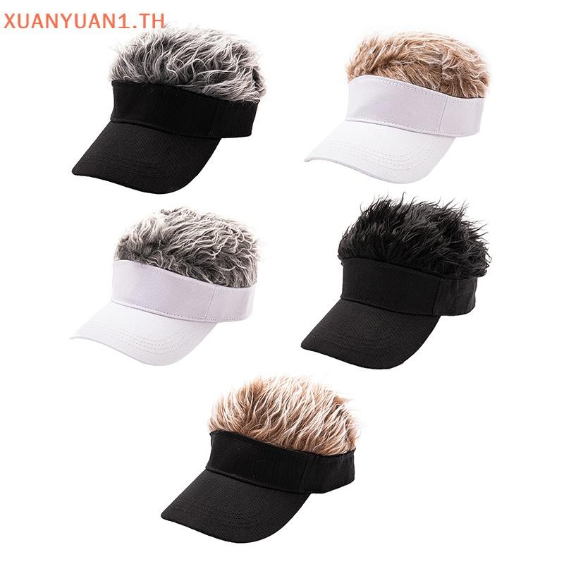 XUAN Casual หมวกเบสบอลสำหรับผู้ชายและผู้หญิง กันแดดได้ พร้อม Sun Visor และวิกผม.Spky Hairs วิกผม.spike วิกผมเบสบอลหมวก TH