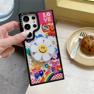 เคสหมีน่ารักสําหรับ Samsung Galaxy S26Ultra S25 S24 S23 FE Creative Magnetic กันกระแทก Hard ฝาหลัง