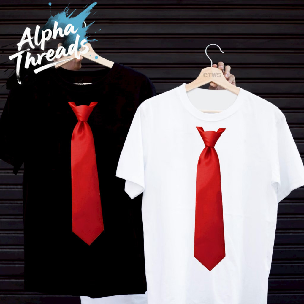 (จัดส่งตลอด 24 ชั่วโมง) เสื้อยืดสกรีนลาย ” เนคไทสีแดง ” เสื้อยืดผ้า MICRO POLYESTER