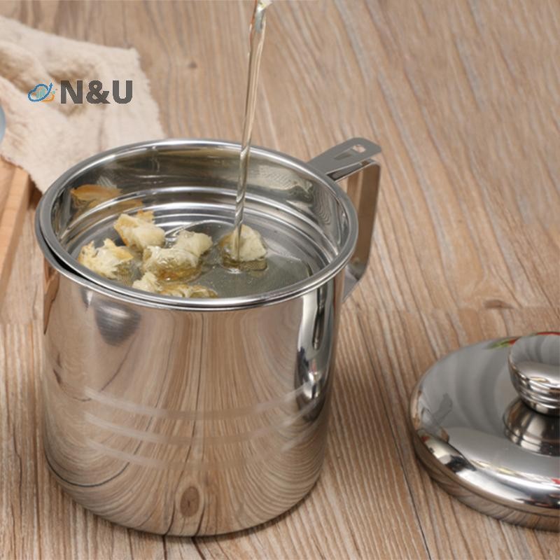 N&U 1.3L Stainles Steel Cooking Oil และ Grease Container พร้อมกรองจาระบี COD