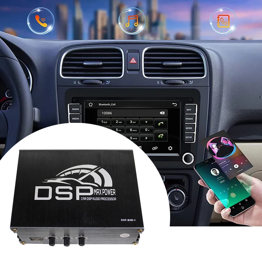 4x50W รถ DSP ดิจิตอลจอแสดงผล DSP รถเครื่องขยายเสียงรถ DSP เครื่องขยายเสียง