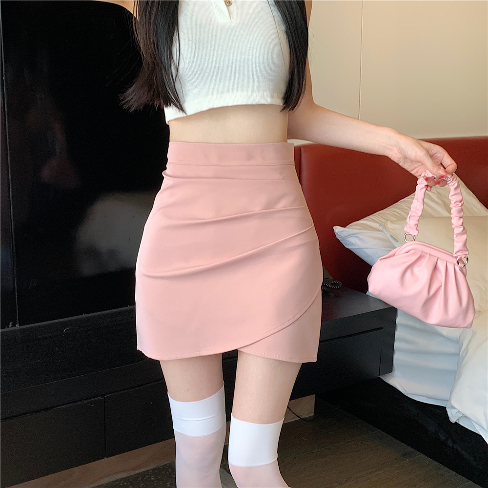 Floerns S-6XL กระโปรงรอบตัว เอวสูง สีพื้น มีซับในผ้าดีมาก