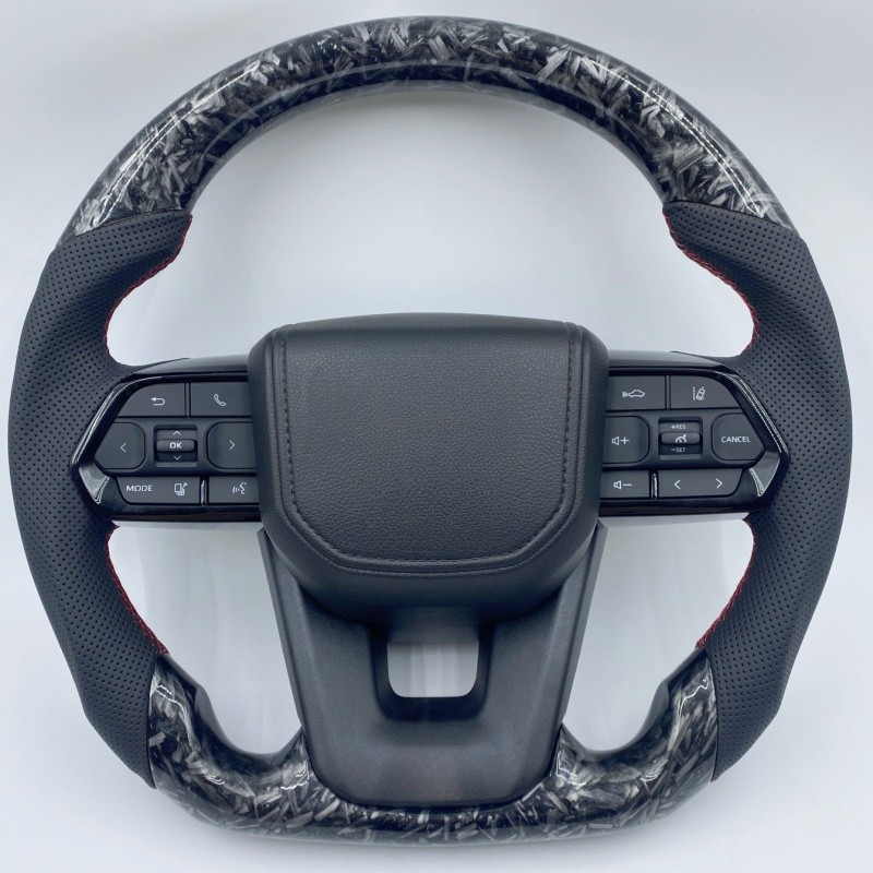 ปรับแต่งคาร์บอนไฟเบอร์พวงมาลัยรถหนังแท้สําหรับ Toyota Landcruiser Land Cruiser LC200 LC300 Prado 120