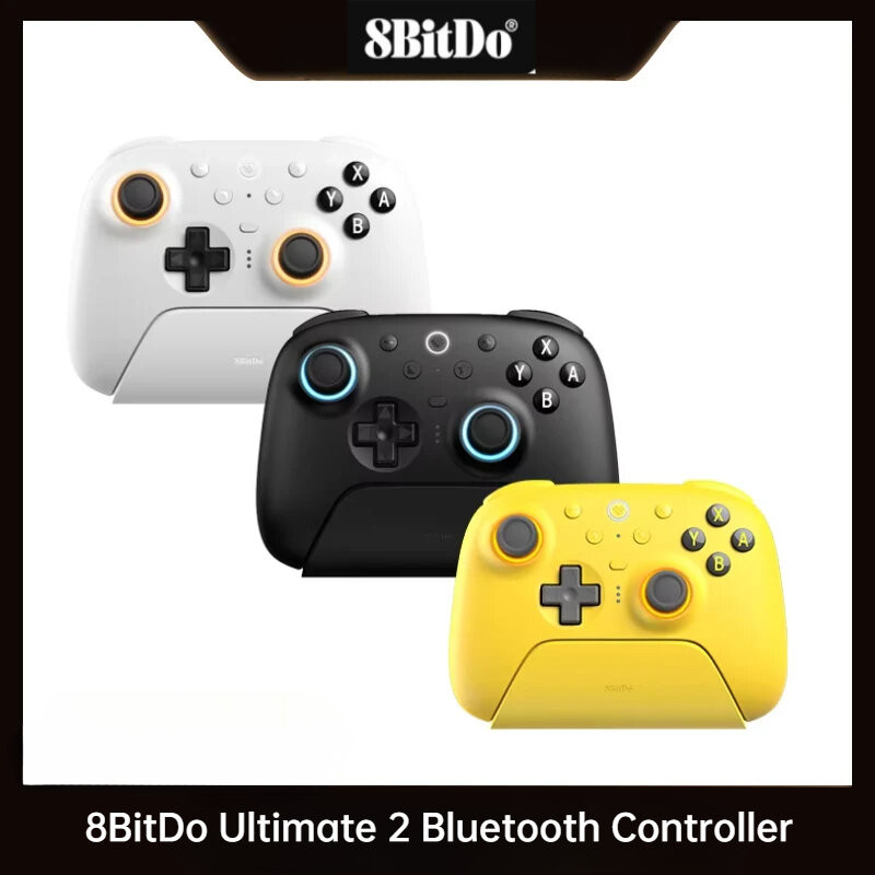 8BitDo Ultimate 2 ตัวควบคุมบลูทูธเกมแพดไร้สายสําหรับ Nintendo Switch, สวิตช์ 2, Windows 10/11 พร้อมจอยสติ๊ก TMR