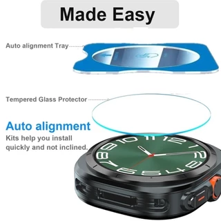 สําหรับ Samsung Galaxy Watch 9/8/7/6/5/FE 40 44 มม.คลาสสิกกระจกนิรภัยป้องกันฟิล์ม Auto-alignment ชุดติดตั้งสําหรับนาฬิกา 8/9 Ultra 47 มม.