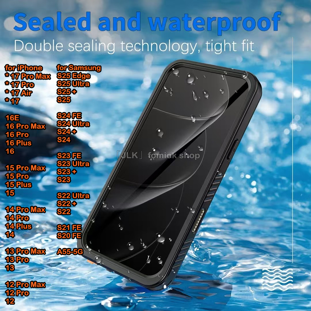[17 Pro Max ] IP68 Waterproof Phone Case For iPhone 17 Air 16e 16 ProMax 15 14 Plus 13 12 Pro Max Full Protection Underwater Swimming Diving Phone Cover for Samsung S25 Edge S24 Ul