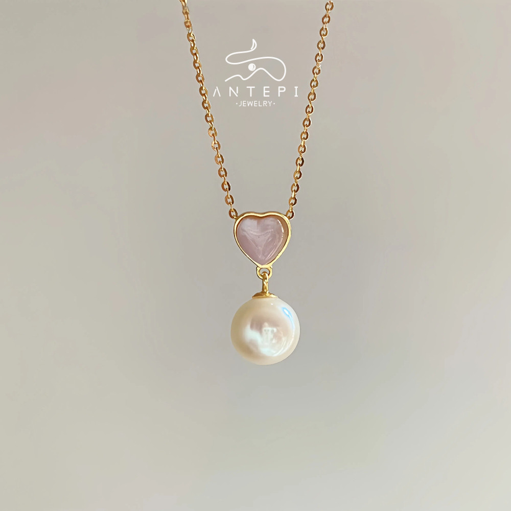 ATP สร้อยคอรักแม่มุก 18k ของขวัญสร้อยคออารมณ์ป้องกันการซีดจางด้วยไฟฟ้าสําหรับผู้หญิงเลดี้