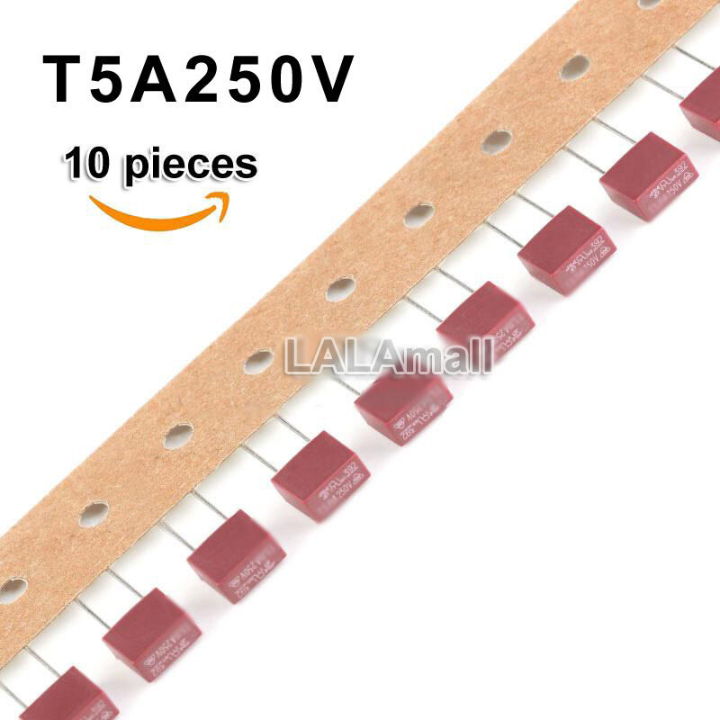 10pcs ฟิวส์พลาสติกสี่เหลี่ยม T3.15A T5A 250V 392 ช้าเป่าฟิวส์สแควร์ T3.15A250V T5A250V 3.15A 5A LCD 