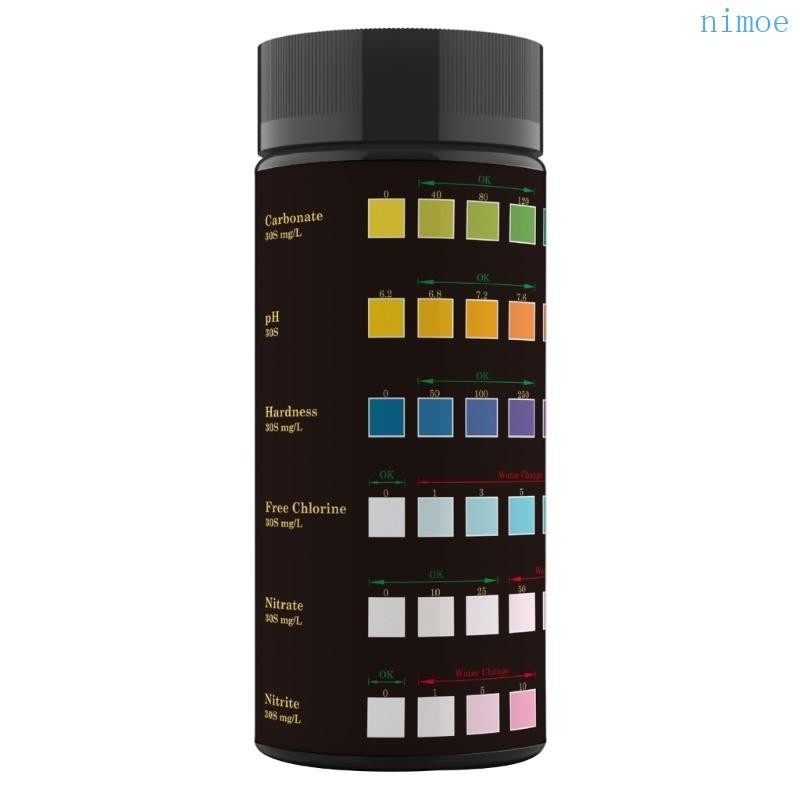 Nio แถบทดสอบ 6 in 1 สระว่ายน้ําพิพิธภัณฑ์สัตว์น้ําสําหรับความแข็งสูงรวมด่าง Ph Nitrates คลอรีน Monitors อุปกรณ์เสริม