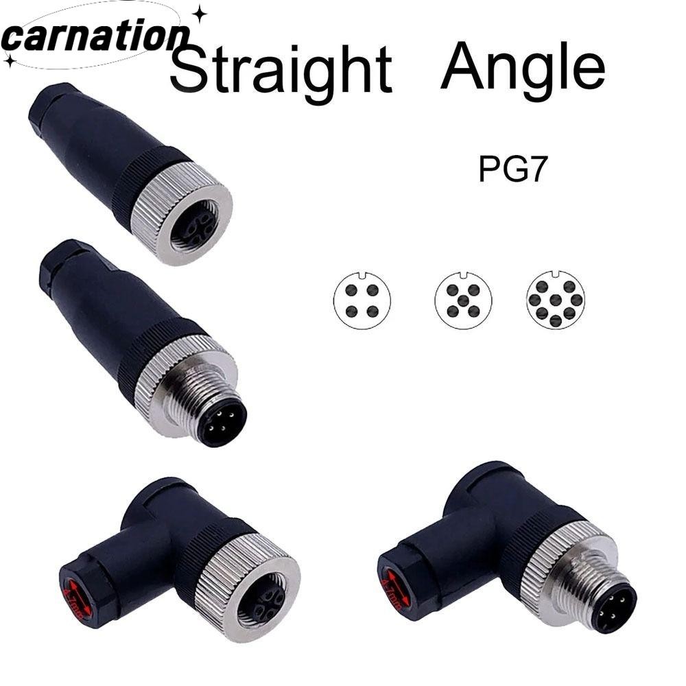 CARNATION M12 Sensor Connector, 4 5 8 Pin Bend Angle Male & Female Plug, คุณภาพสูง PG7 กันน้ํา M12 ป
