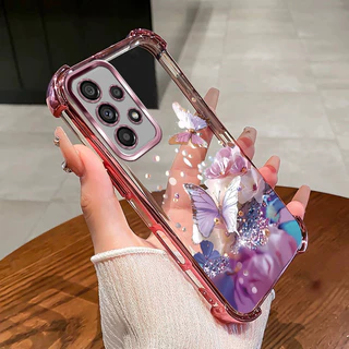 กันกระแทกCase สําหรับ Samsung A32 A52 A52S A53 A73 4G 5G เคสโทรศัพท์ TPU 2025 ออกแบบใหม่ผีเสื้อดอกไม้อุปกรณ์เสริมฝาครอบ SZ28