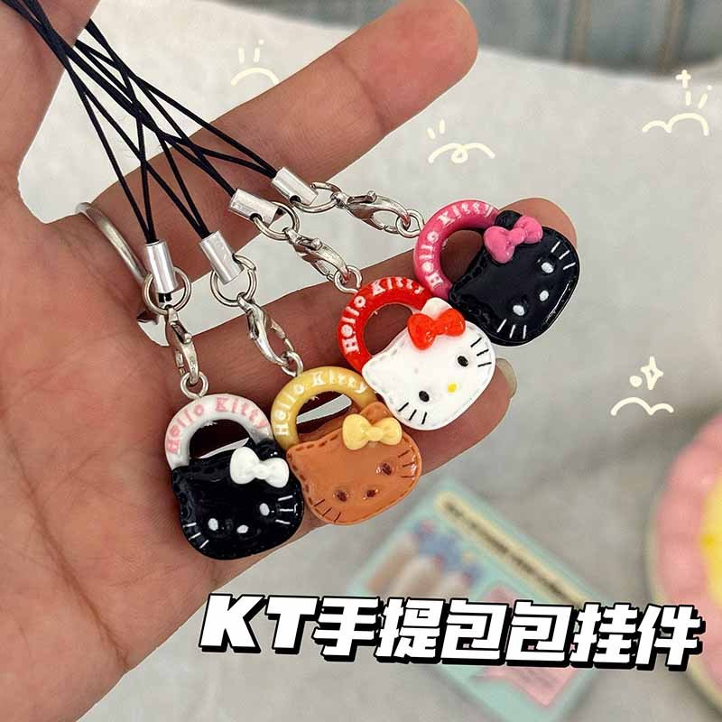 น่ารักการ์ตูนโบว์ Kitty กระเป๋าถือโซ่โทรศัพท์มือถือ หวานสาวหัวใจนักเรียนกระเป๋านักเรียนจี้เชือกโทรศัพท์มือถือ
