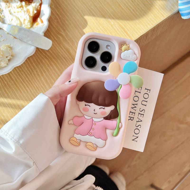 3D สนุก Spinable Windmill สาวซิลิโคนเคสโทรศัพท์สําหรับ iPhone 13 14 15 16 Pro Max ปลอกซิลิโคนอ่อนนุ่มฝาครอบป้องกันสําหรับ iPhone16Promax กรณี ราคา ถูกที่สุด ดีลบีเคเค แกลเลอรีภาพที่ 3