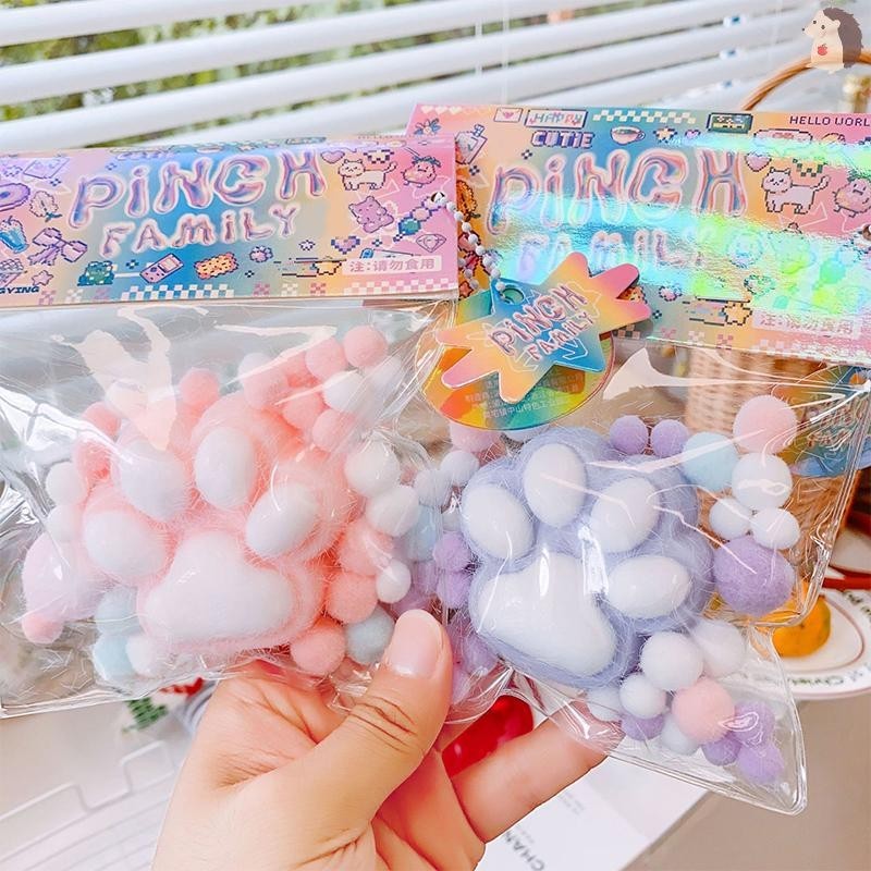 Handmade Flocking Cats Paw ความเครียดบรรเทา Squishy ของเล่น Mochi ช้า Rebound ใหม่ Fidget ของเล่นของขวัญวันเกิด TH