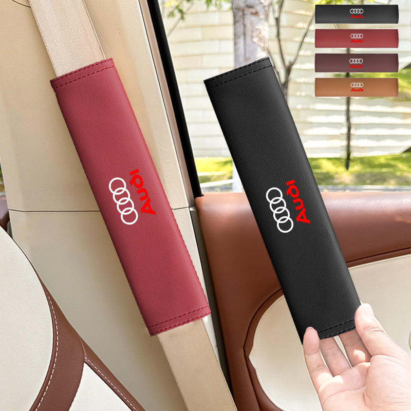 Audi เข็มขัดนิรภัยรถยนต์ป้องกันไหล่ไมโครไฟเบอร์หนังไหล่ป้องกันการสึกหรอสำหรับ Audi A3 8l 8Y A1 Q5 TT