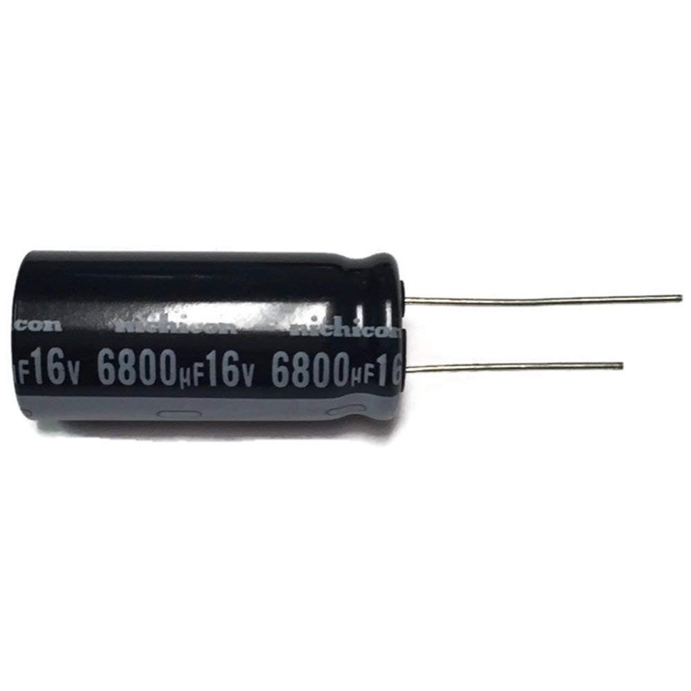 ชุด 2 ชิ้น นิจิคอน 105°C Electrolytic Capacitor 6800uF 16V (6800 mfd 16V) 20% Radial, 9/16" x 1 3/8"