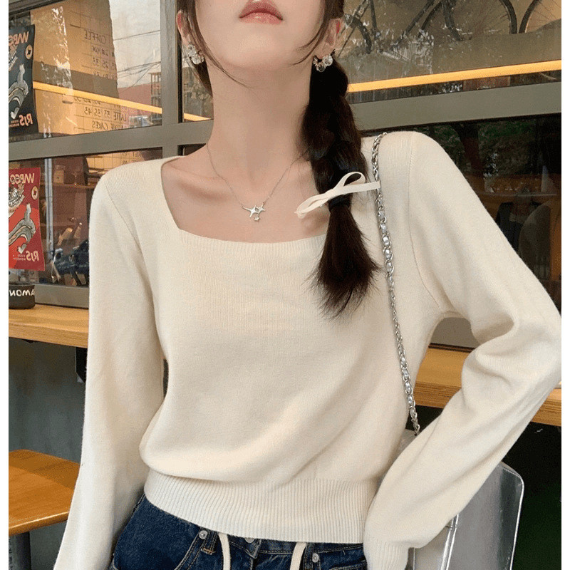 เสื้อสเวตเตอร์ผู้หญิง ออกแบบใหม่ ทรงเข้ารูป ดูเรียบเนียน