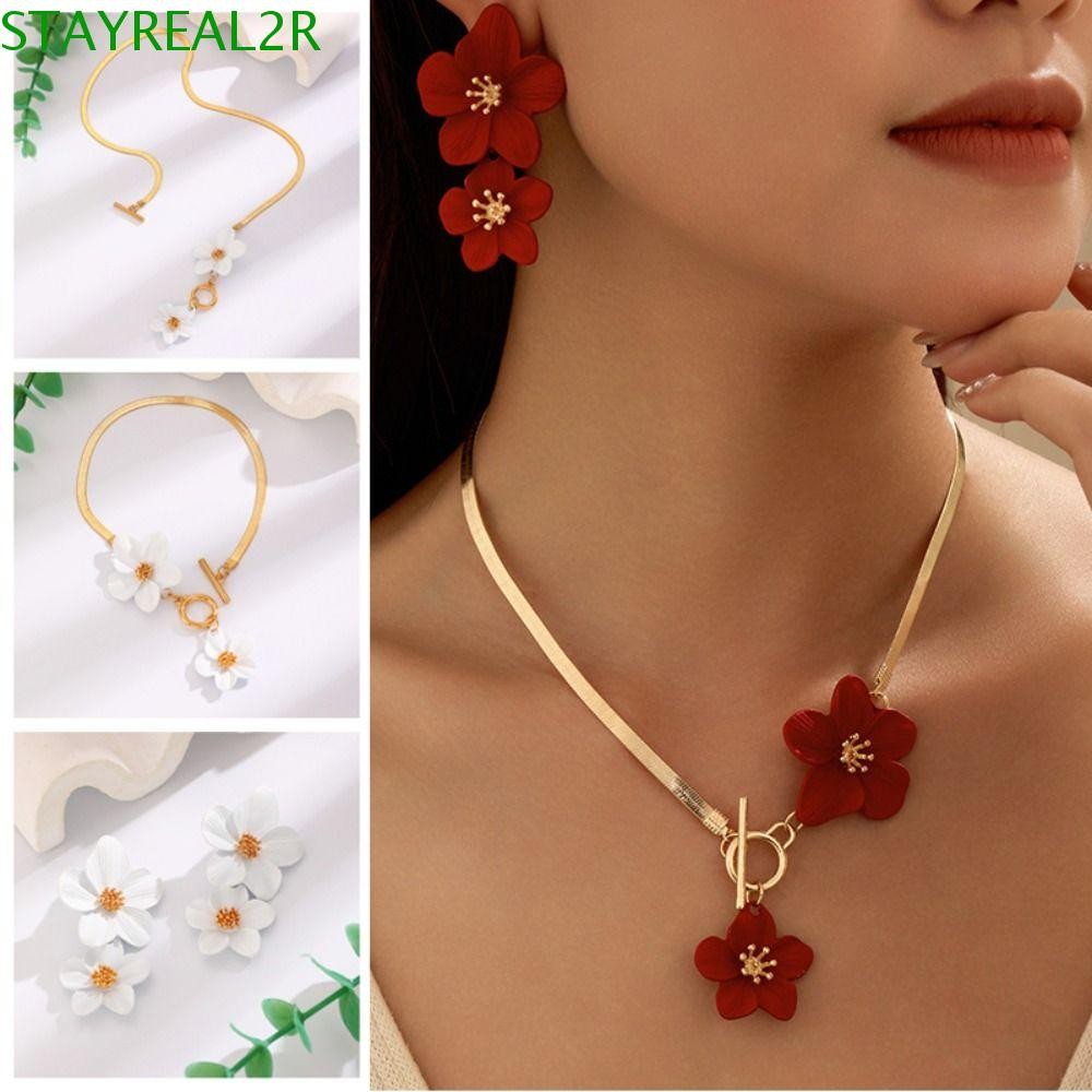 อยู่2ร ดอกไม้สร้อยคอต่างหูชุด,โอ้อวดOTหัวเข็มขัดดอกไม้ชุดเครื่องประดับ,อารมณ์โบฮีเมียสไตล์โลหะที่ละเ