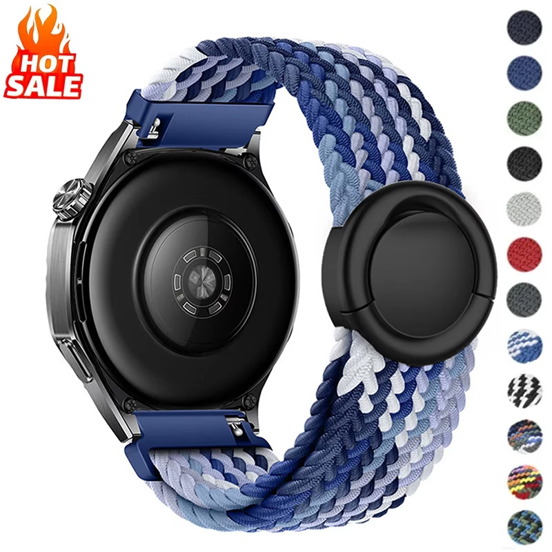 Universal Magnetic Buckle สายไนลอน (ไม่มีนาฬิกา) 18/20/22 มม. สําหรับ Samsung Galaxy Watch 7/6/5/4, Huawei Watch GT5/4 ขนาด 46/41 มม. ยืดหยุ่น ทอ
