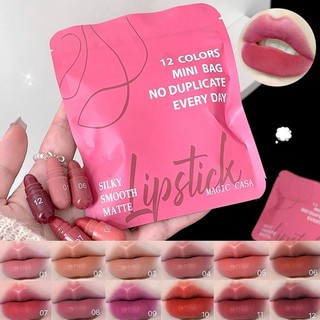 12 Pcs Lipstik Matte Set Lip Matte - Lipstik Matte Anti Air Tahan Lama Yang Tidak Luntur, Set Lipstik Velvet Matte Tidak Menempel Ke Piala Waterproof Liquid Glaze Lipgloss Lasting