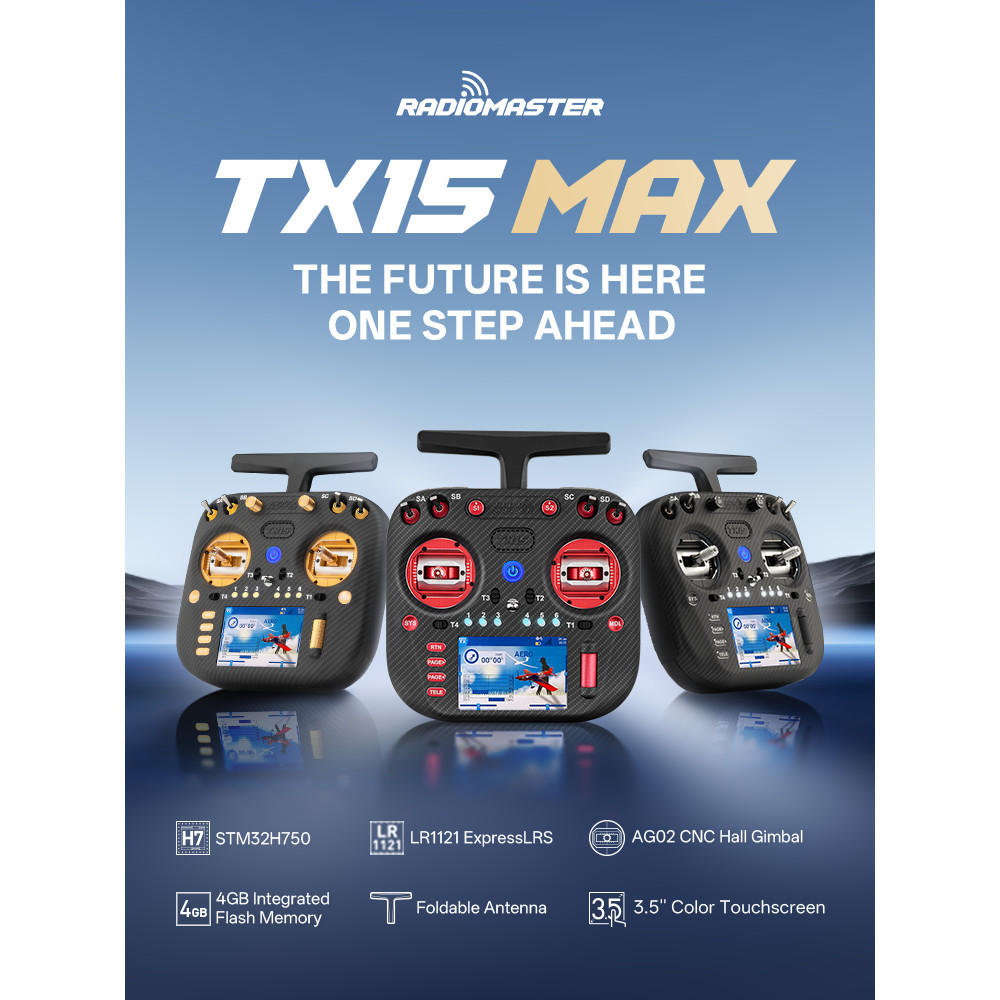 In Stock Radiomaster TX15 MAX รีโมทคอนโทรล ExpressLRS AG02 CNC HALL GIMBAL LR1121 3.5 นิ้วหน้าจอสัมผ
