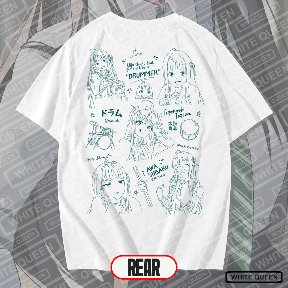 WHITE QUEEN - AWA SUBARU GIRLS BAND CRY เสื้อยืด - GIRLS BAND CRY SUBARU AWA