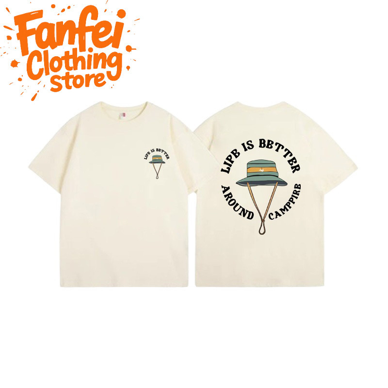 (จัดส่งตลอด 24 ชั่วโมง)Fanfei oversize มินิมอล สไตล์เกาหลี unisexตัวอักษรหมวก พิมพ์ลาย แฟชั่น ผ้าฝ้าย t shirt เสื้อ