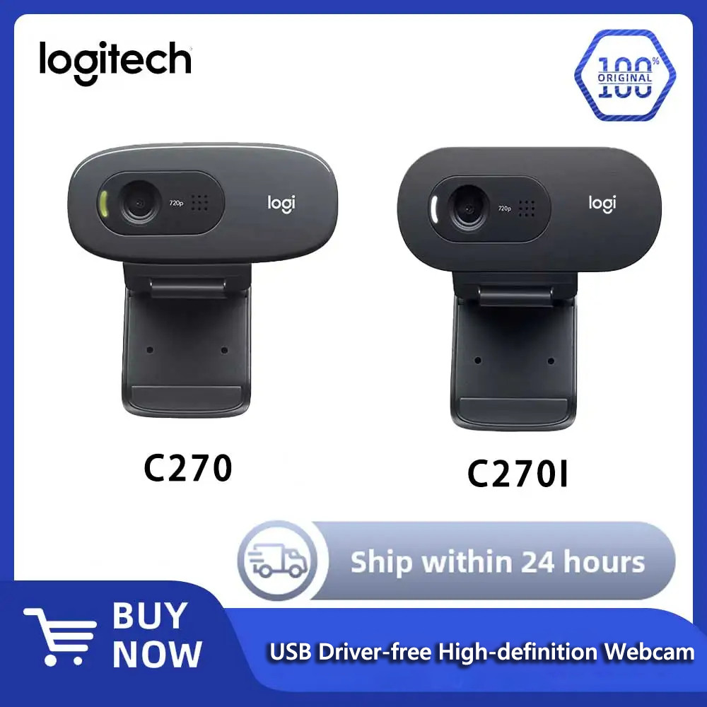 Logitech Webcam C270 C270i HD Video 720P ไมโครโฟนในตัว USB2.0 กล้องคอมพิวเตอร์ขนาดเล็กสําหรับ PC แล็
