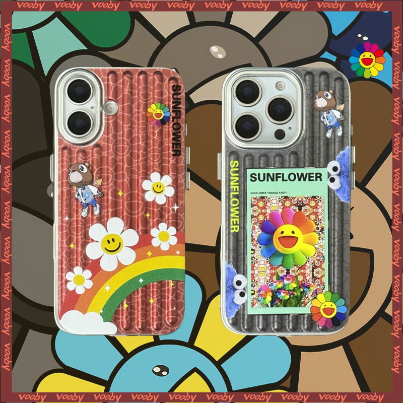 Soft Shell การ์ตูนดอกทานตะวัน Graffiti Label Bright Surface กระเป๋าเดินทางเคสโทรศัพท์เหมาะสําหรับ IPhone17 17AIR 16 16P 16PM 15 15P 15PM 14 14 14P 13 13P 13PM 12 12P 12PM 11 11Pro 11PM