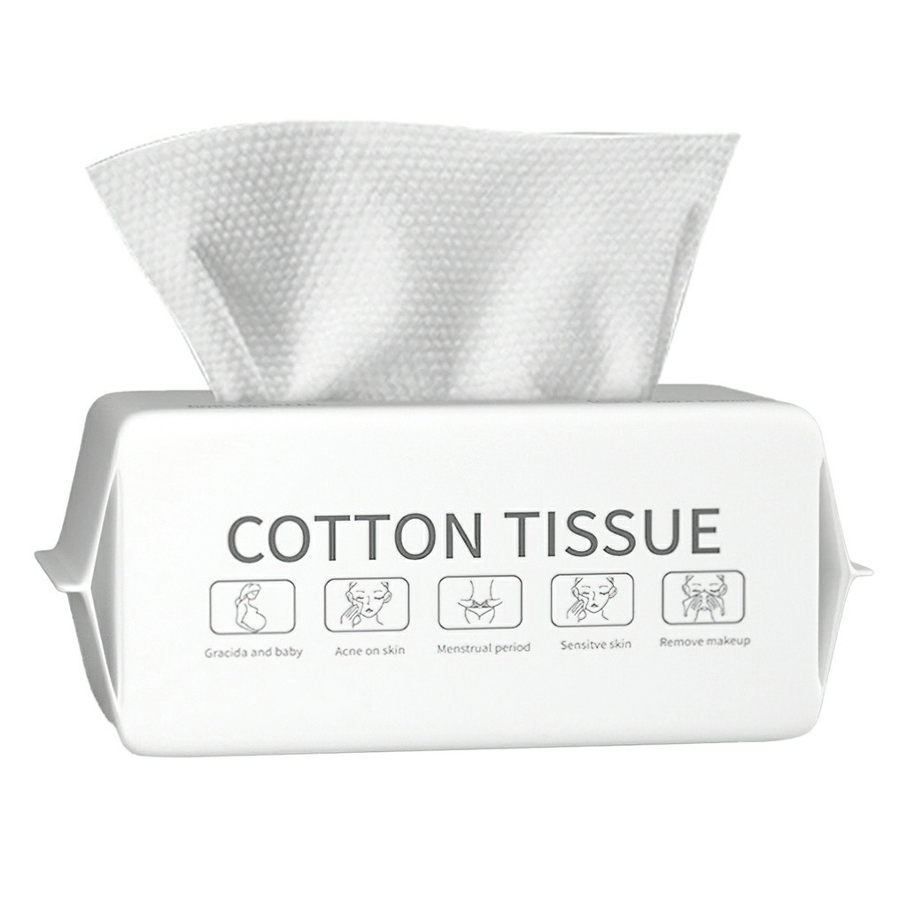 ผ้าเช็ดหน้าแห้งอเนกประสงค์ Cotton 100% แบบใช้แล้วทิ้ง Cotton Tissue แบบหดได้ - MU888