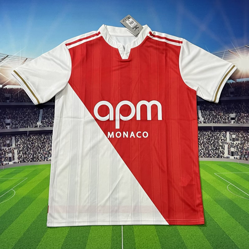 25-26 Monaco White & Red Jersey S-XXL เสื้อกีฬาแขนสั้น