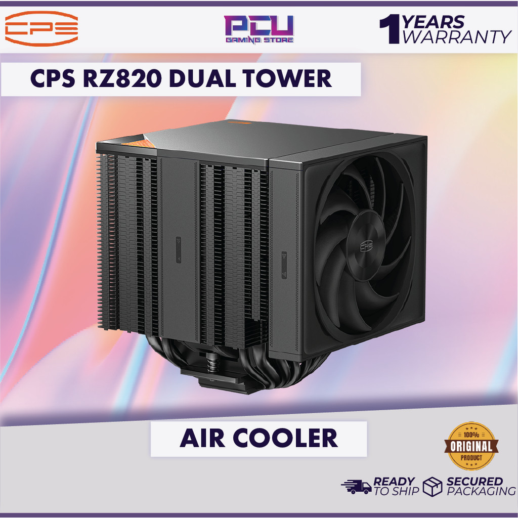 CPS RZ820 DUAL TOWER CPU AIR COOLER (161x150x165mm) TDP 290W - สีดํา