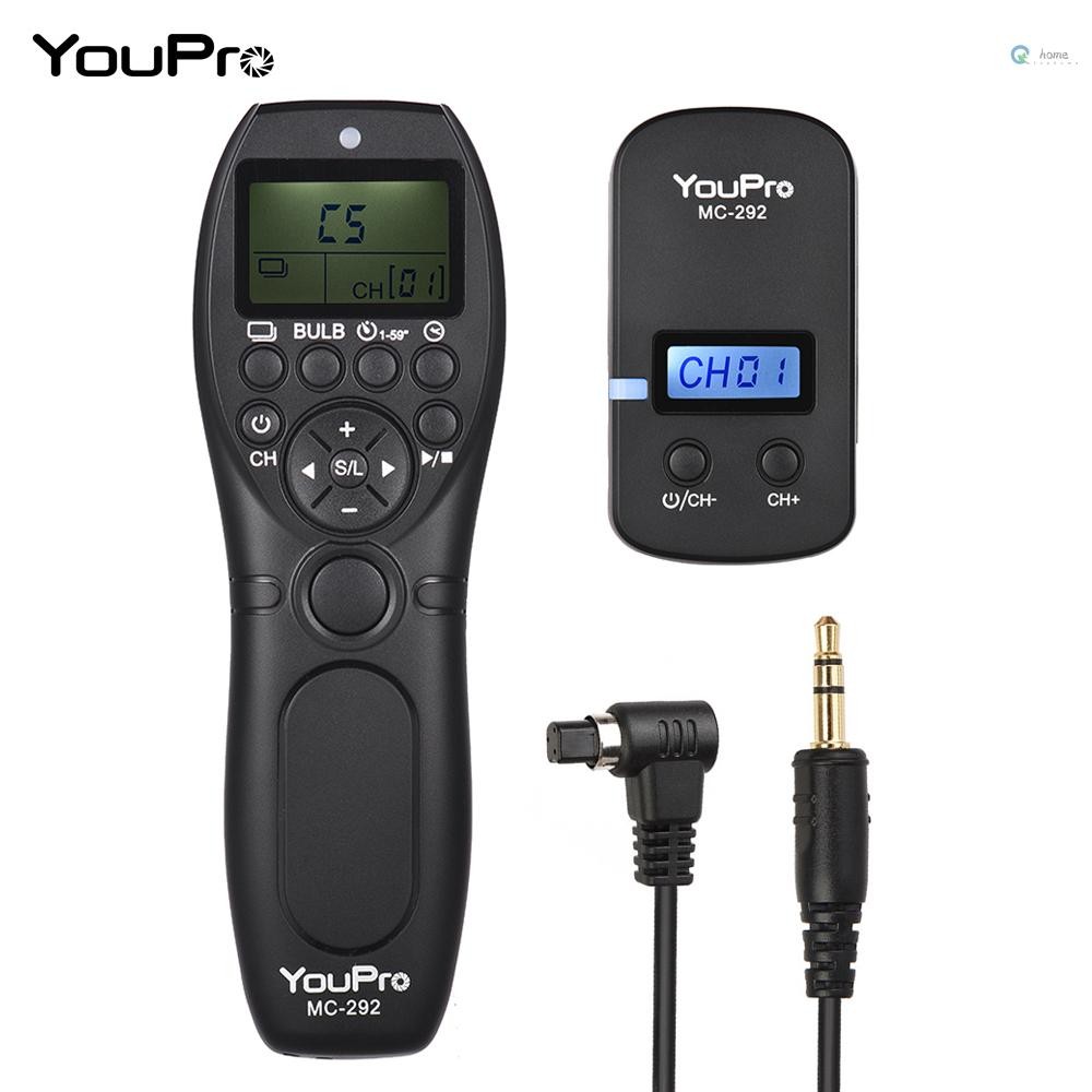 YouPro MC-292 N3 2.4G รีโมทคอนโทรลไร้สาย LCD Timer Shutter Release Transmitter Receiver 32 ช่องสําหร