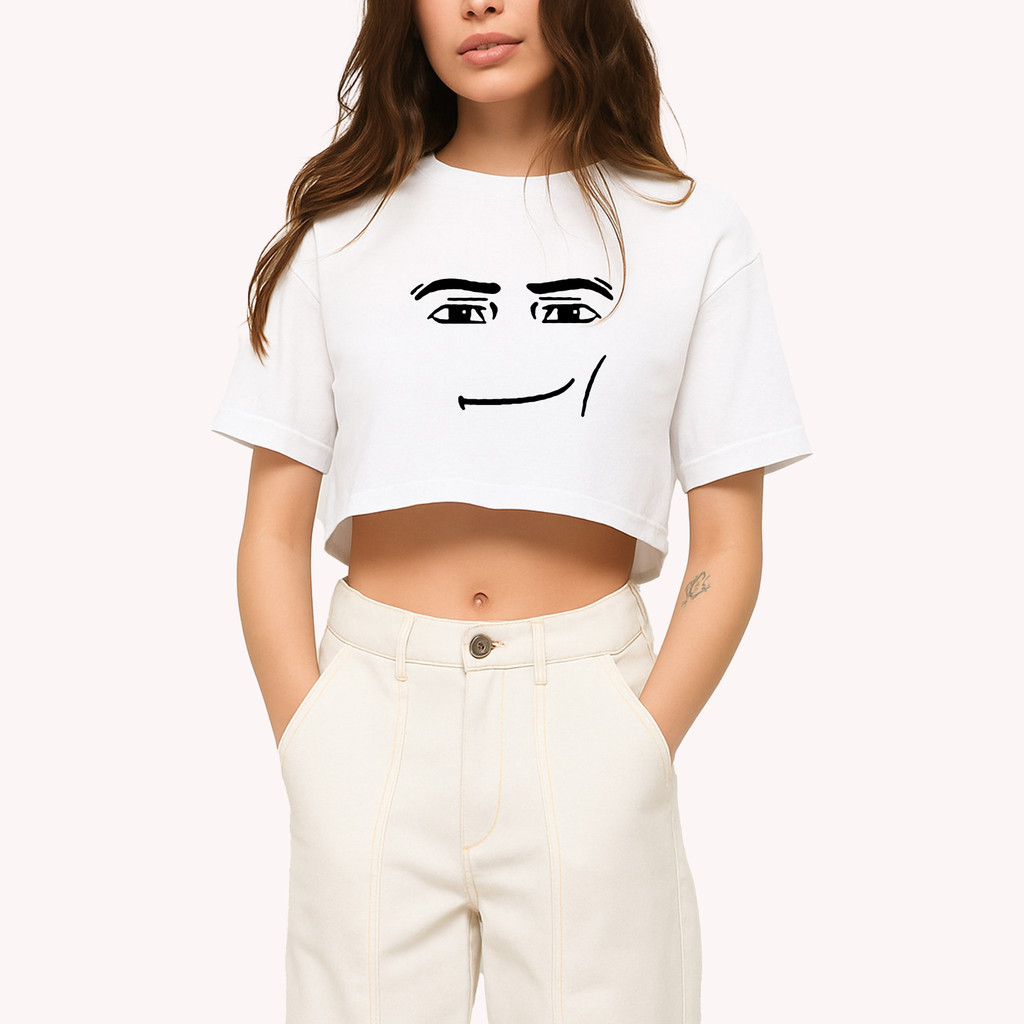 เสื้อยืด MY IDOL - ROBLOX FACE CROP TOP - ROBLOX FACE WOMEN | ดีทีเอฟ ออกแบบสําหรับผู้หญิง
