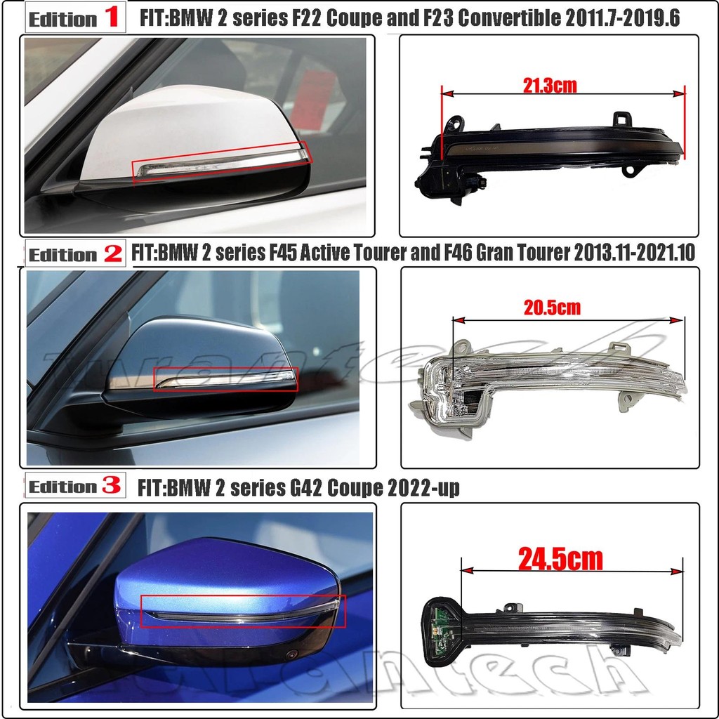 2 ชิ้นไฟเลี้ยวสําหรับ BMW 2 series 218i 220i 220d 220dx 218d 225d 228i 230i 230ix M235ix M240iX Ambe