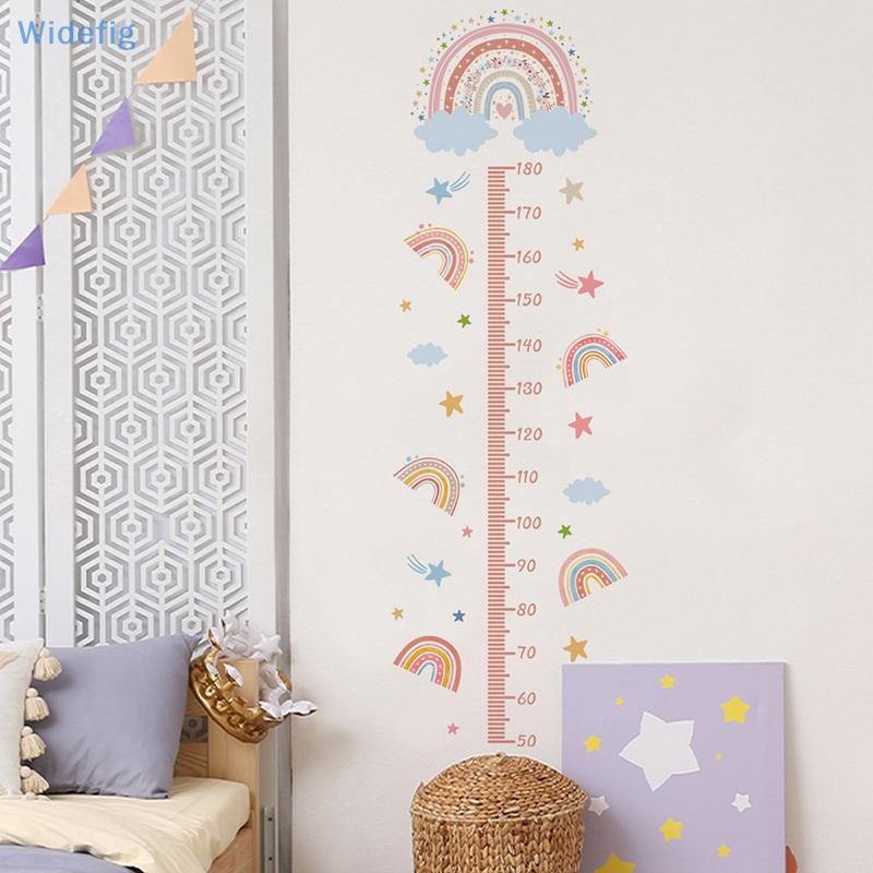 Widefig สีชมพู Rainbow Growth Chart สําหรับเด็กสติ๊กเกอร์ติดผนังวัดความสูงเด็กไม้บรรทัดเนอสเซอรี่ตกแ