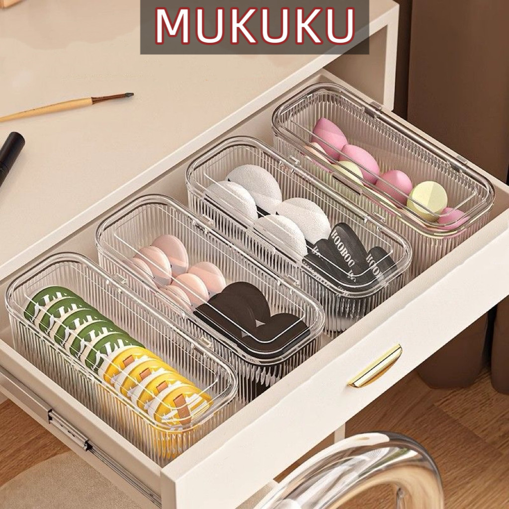 MUKUKU กล่องใส่ของอะคริลิคโปร่งใสสี่เหลี่ยม ดีไซน์เรียบหรู กล่องเก็บแปรงแต่งหน้า