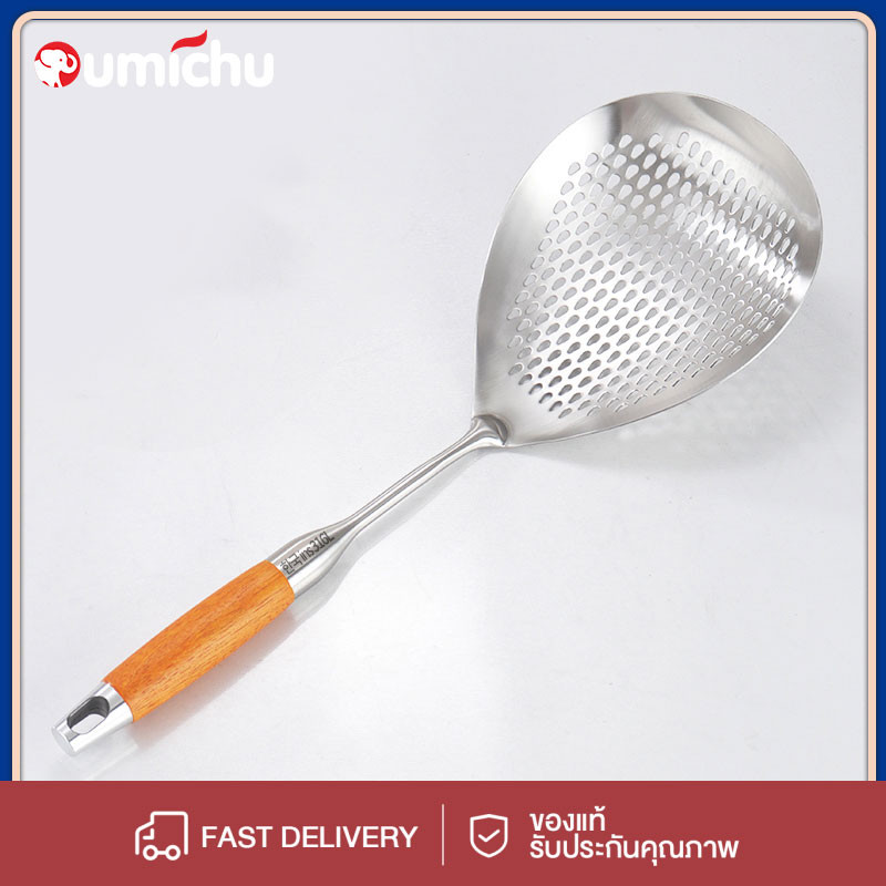 OMC สแตนเลสด้าม ยาวช้อนกรองครัวก๋วยเตี๋ยวซุปหม้อร้อนช้อนพาสต้าเสิร์ฟ
