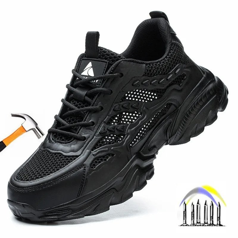 ฤดูร้อนระบายอากาศรองเท้านิรภัยน้ําหนักเบารองเท้าทํางานสําหรับผู้ชายผู้หญิงรองเท้าทํางานที่มีฉนวนกันค