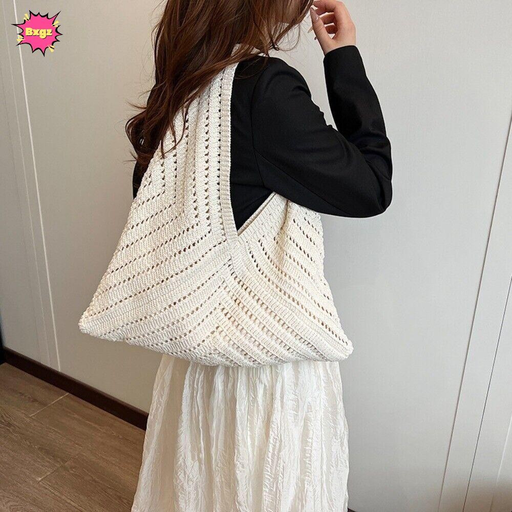 กระเป๋าถือ tote bag Crochet Polyester ความจุมาก สไตล์แฟชั่นสำหรับผู้หญิง