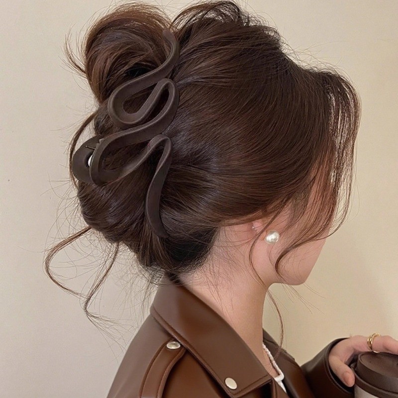 กิ๊บติดผมแฟชั่น สไตล์ใหม่ สีกาแฟ ขนาดใหญ่ เสริมความสวยงามให้ทรงผมของคุณ
